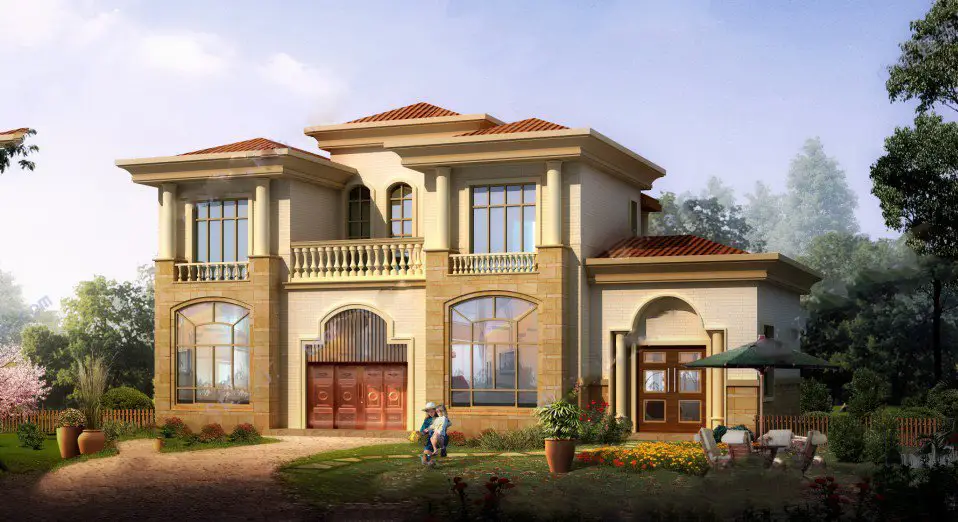 二层（16.6 X 8.44米）带车库欧式别墅CAD图纸下载